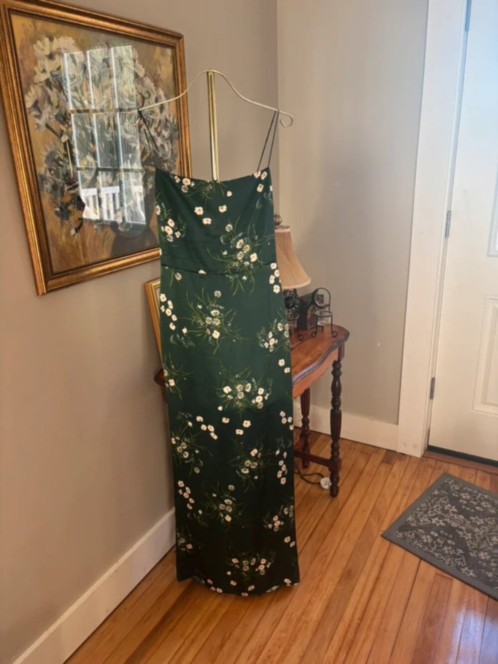 Reformation Frankie Dress Buena Green Floral Silk Slip Maxi Dress Size 8 - Picture 3 of 5
